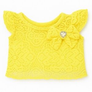 Little Lass Yellow Lace Ruffle Sleeve Top